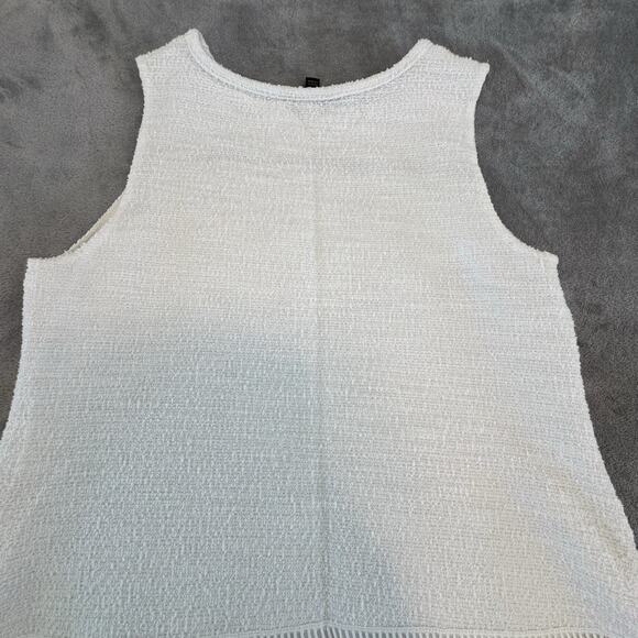 Banana Republic White Boucle Shell Top With Lace- Peekaboo Fringe - Medium - Picture 6 of 11